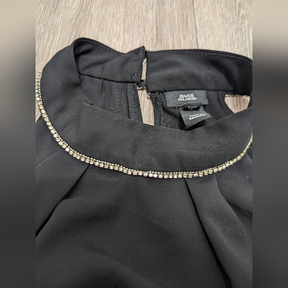 River Island Black Halter Top with crystal trim US 6 (UK 10) - Picture 2 of 6